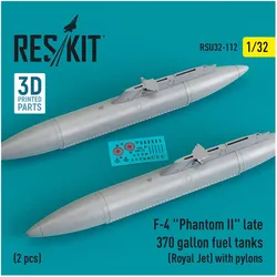 ResKit F-4 Phantom II late 370 gallon fuel tanks (Royal Jet) with pylons (2 pcs) (3D Printed)