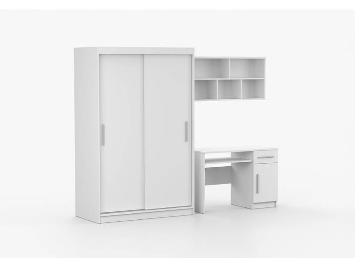 Jugendzimmer Komplett – Set TOBBY BB 04 (3-teilig) Weiß Weiß