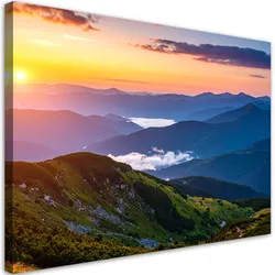 LEINWANDBILD Berglandschaft Sonnenuntergang 100x70cm