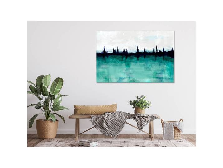 Tableau déco Mountain Lake Lin Turquoise 120 x 80cm