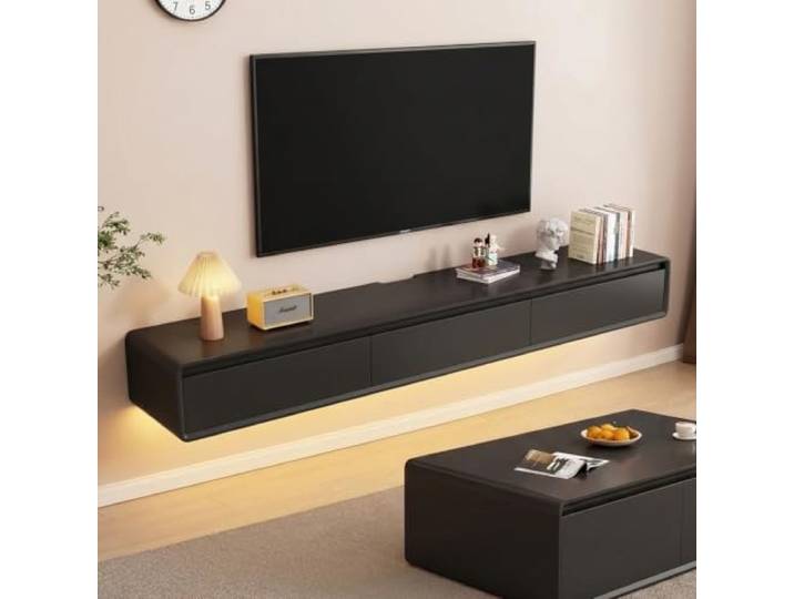 MIMRTIMI TV Schrank Hängend TV Lowboard Schwimmender TV-Hängeschrank Türen in Medien-Wandeinheit für Wohnzimmer und Büro
