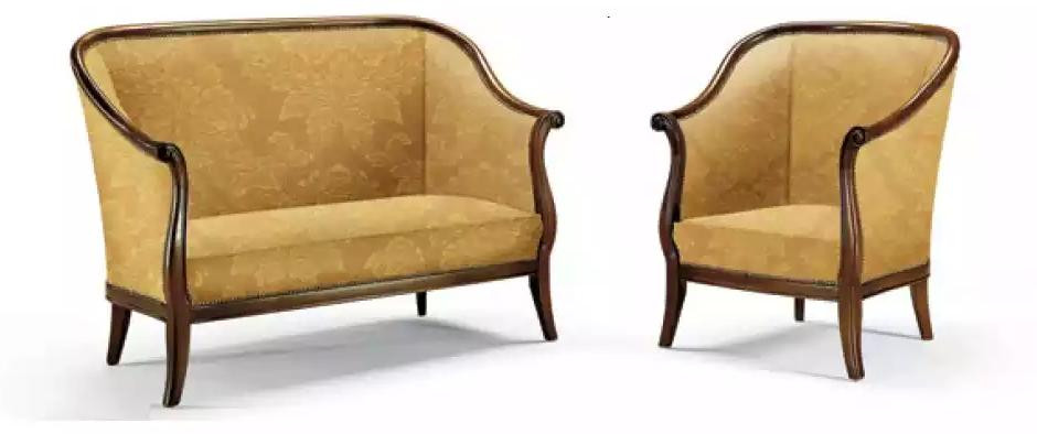 Klassieke 2-zits sofa in Italiaanse stijl, geel