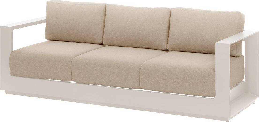Gartensofa "allure" hafer &amp zebrano beige 3-sitzer aus aluminium und polyester - Hespéride