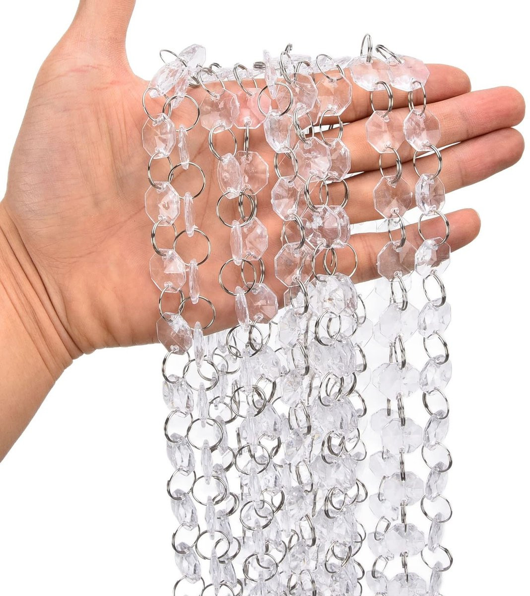 Dailygoods Kralenketting 14 mm Achthoekig - Acrylkristal - Decoratie voor Feest en Bruiloft