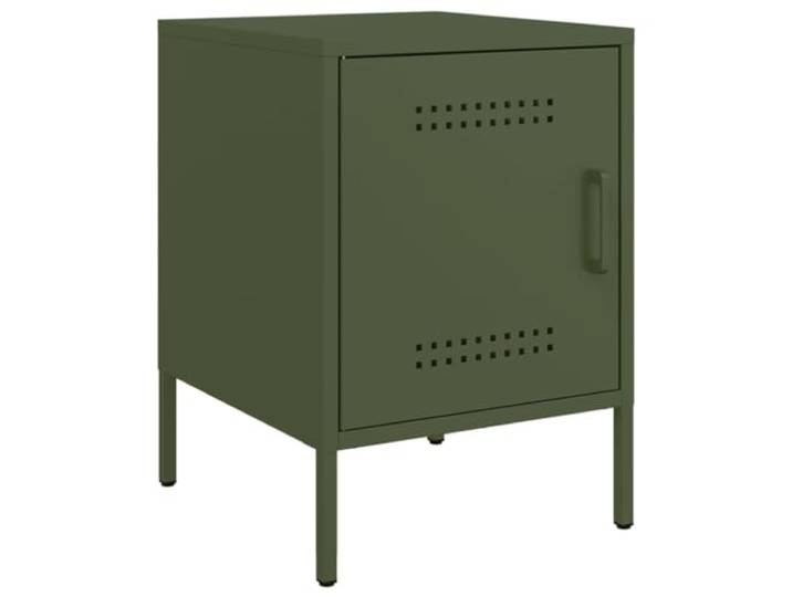 LMTYOENFG Nachttisch Stahl Beistelltisch Olivgrün 36x39x50,5 cm Kompakter Industrie Stauraum für Schlafzimmer und Wohnbereich, widerstandsfähig und pflegeleicht.