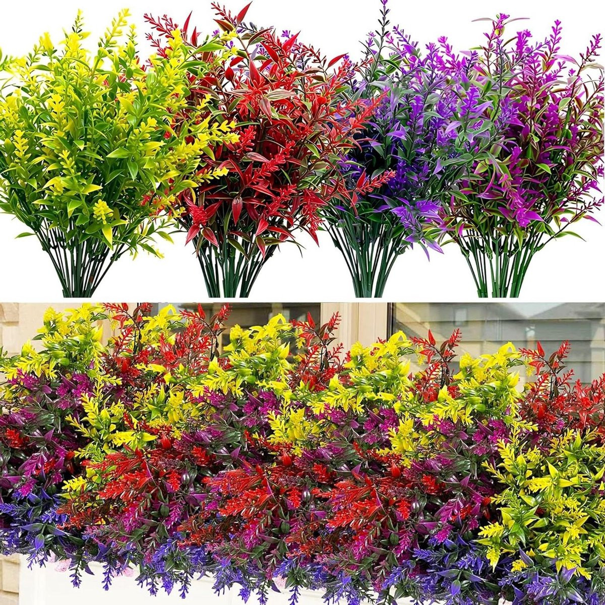 Kunstmatige Lavendel met 16 trossen in zes kleuren voor buiten decoratie, UV-bestendig