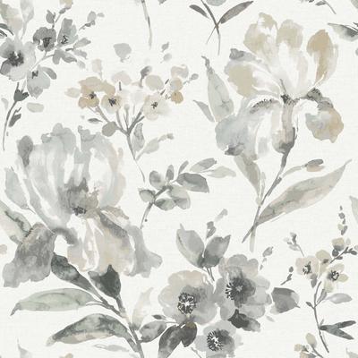 RoomMates Grey Iris Peel and Stick Wallpaper