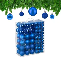 Relaxdays Weihnachtskugeln 138er Set Blau,Silber