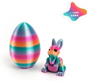 Inspired Finds 3D Printed Easter Rabbit Egg Bunny Ornament Cute Desktop Decor candy Silk