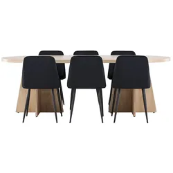Ebuy24 Bootcut Essgruppe Tisch 115x230cm und 6 Velours Stühle natur.