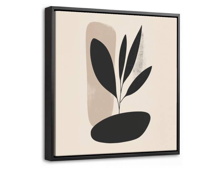 LEINWAND Bilder mit Rahmen - Pflanze - Beige - Japanisch - 20x20