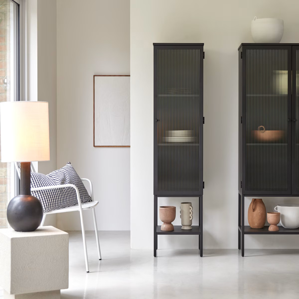 Tikamoon Antonin Metalen Kolomkast - Zwart - B: 41 cm, D: 37 cm, H: 170 cm