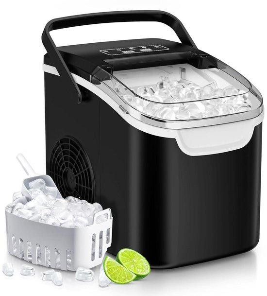 WELLENT IJsblokjesmachine Tafelmodel - Compacte ijsmaker met zelfreinigend programma - 12 kg per dag - Zwart