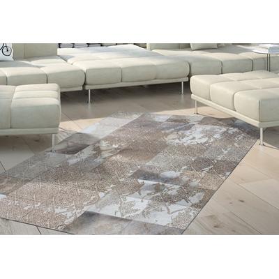Teppich KAYOOM "Cobra 343", silber, B:75cm H:18mm L:140cm, Rindsleder, Teppiche, Teppich, Teppich aus Leder, gelasertes Design, handgefertigtes Unikat