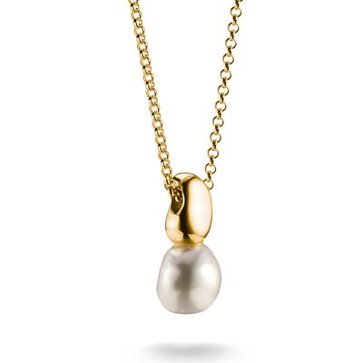 Kette mit Anhänger THOMAS SABO "Natural Beauty Perlenkette fein, Bold Elegance" Gr. 45, gold (gelbgoldfarben, weiß), Halsketten, Damen, 45, Perlen Silber 925 (recycelt), Perlen, Silber 925 (recycelt), mit Süßwasserzuchtperle