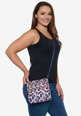 Women's Loungefly x Disney Mickey & Minnie Mouse Passport Crossbody Bag All-Over Print by Loungefly in Beige
