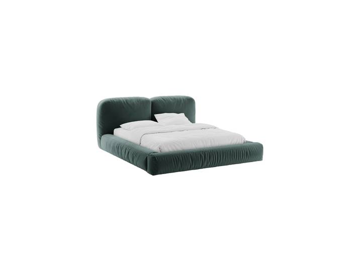 Design Polsterbett „Martina“ mit Ablagefach, Samt Petrol Micadoni