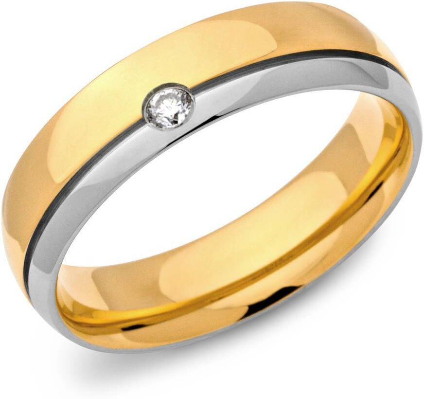 Unique Vergoldeter Ring Edelstahl 6mm Zirkonia silber-gold