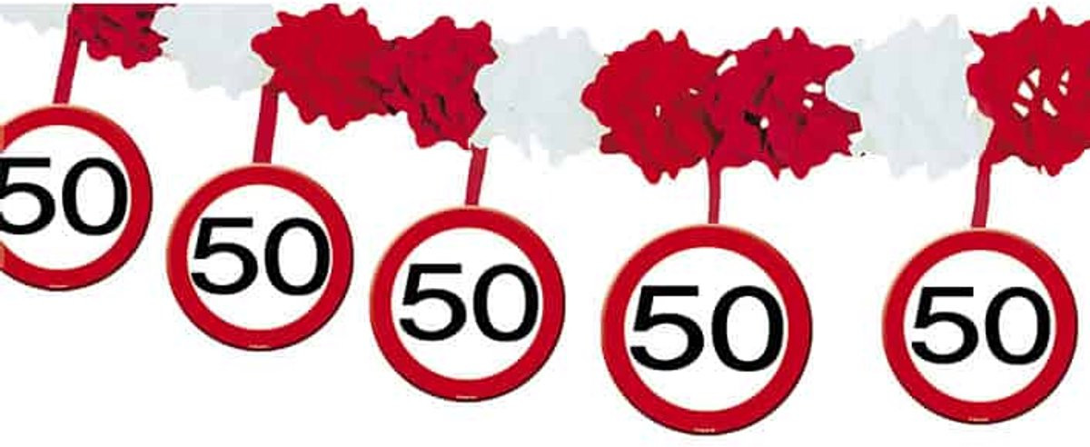 Folat Party Products 50 Jaar Verkeersbord Slinger met Onderhangers
