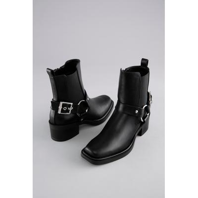 Westernstiefelette ANISTON SHOES, Damen, Gr. 37, Textil, schwarz, Lederimitat, Schuhe, Cowboyboots, Blockabsatz, in schmaler Form