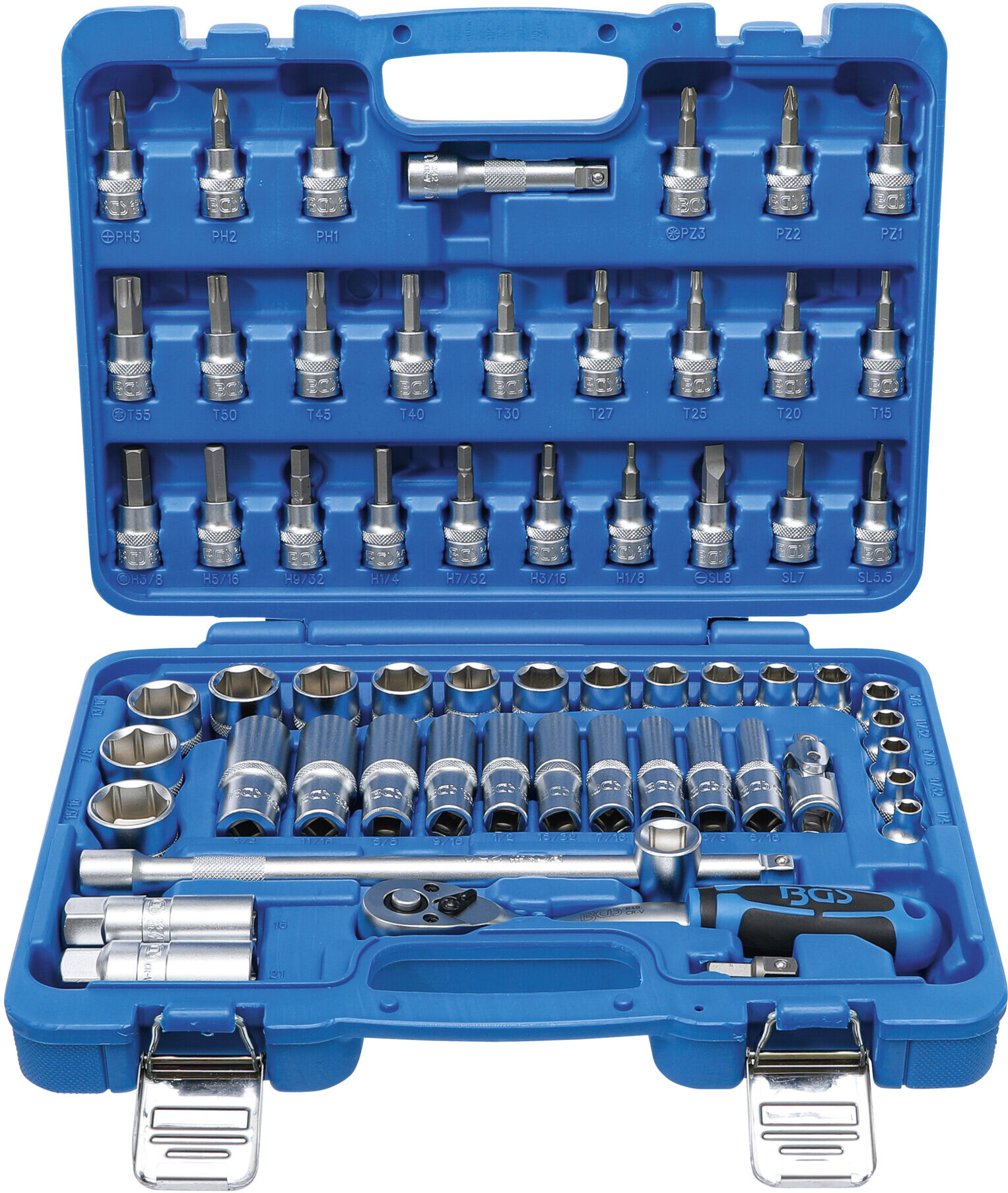 BGS Steckschlüssel-Satz Antrieb 10 mm Zollgrößen 61-tlg. ; BGS technic (2215)