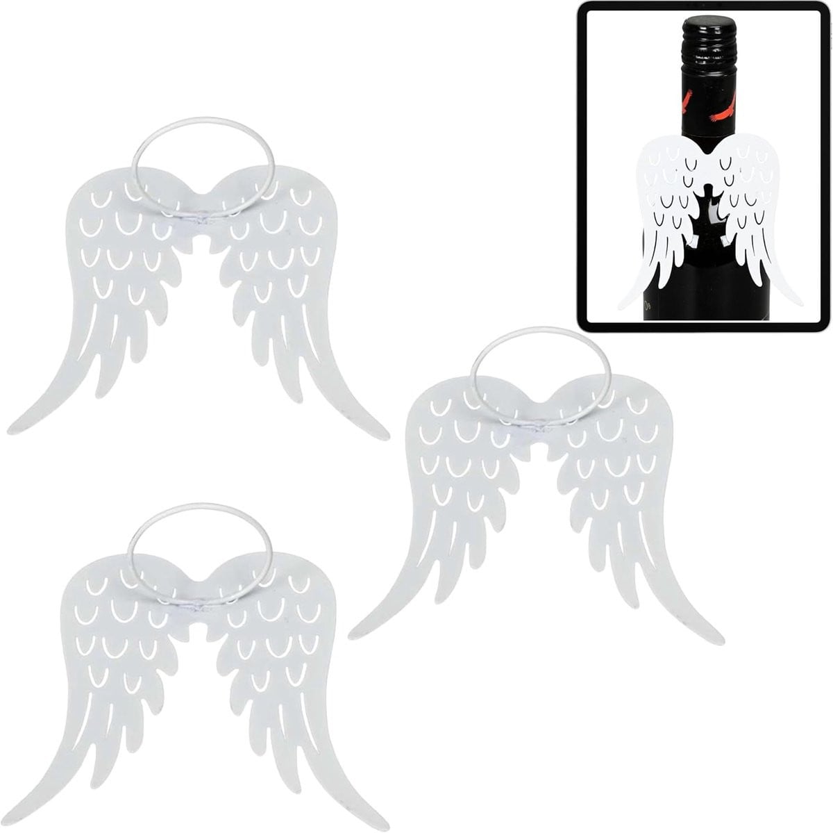 Set van 3 Engelenvleugels Decoratie voor Feestelijke Tafelversiering - Wit - 10 cm