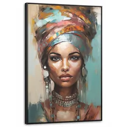 LEINWAND Bilder mit Rahmen - Frau - Kunst - Schmuck - Porträt - 90x140
