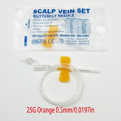 Uplift Treasures Disposable Butterfly Infusion Needle For Pet IV Therapy 25g Orange 50pcs