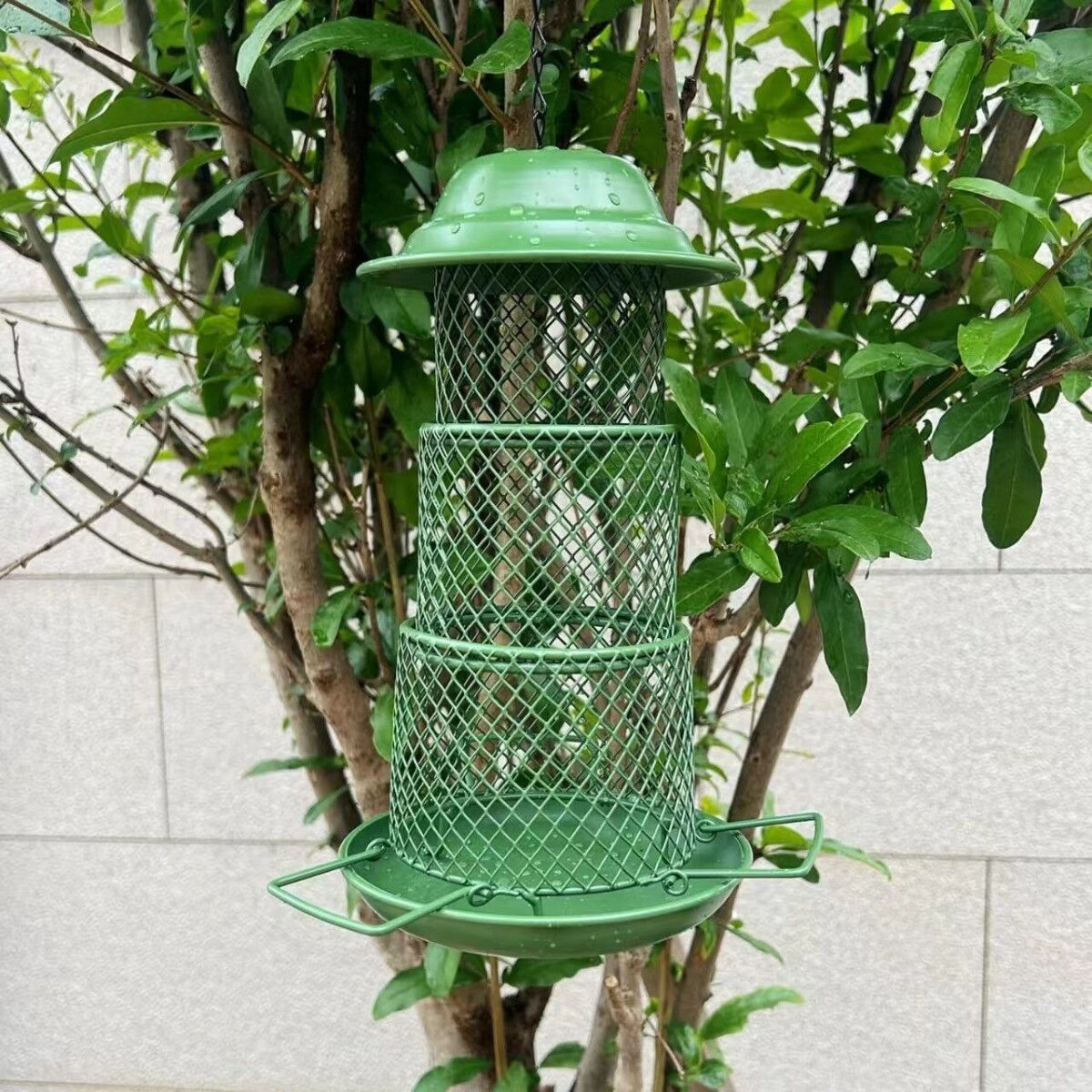 INF Mangeoire rétractable verte en fer pour colibris, forme dôme, suspension au jardin