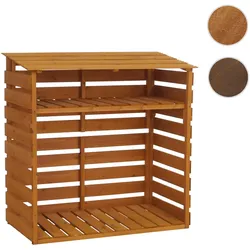 Brennholzlager HWC-Q16, Kamin-/Feuerholzregal Holzlager Holzunterstand, Ablage Holz Tanne FSC® 121x122x61cm ~ natur