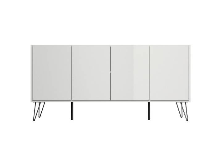Mid.you Sideboard Posseik Industrial, Weiß Hochglanz, Metall, 155x75.8x42 cm, stehend, Wohnzimmer, Kommoden & Sideboards, Sideboards