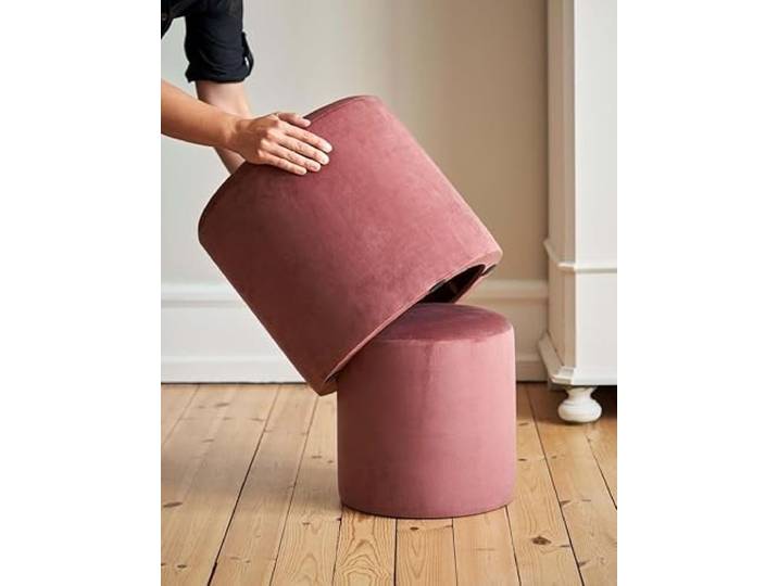 Atelier Del Sofa Stylish Pink Pouffe, 50 x 50 cm 100% MDF Frame, Soft Babyface Fabric Perfect for Modern Living Rooms, Bedrooms & Cozy Spaces