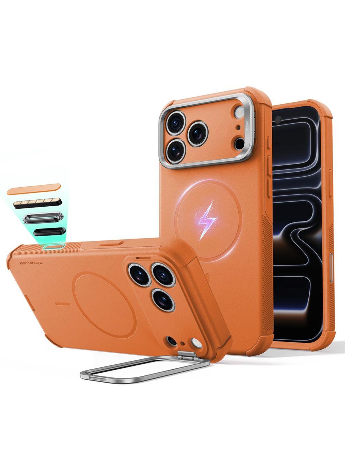 ESR Cyber ??Tough Kickstand MagSafe Case for iPhone 18 Pro / 17 Pro - Orange