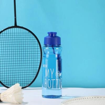 Inspire Select Portable Sports Water Bottle With Anti Drop Rope & Flip Cover   One Click Open Transparent Outdoor Drink Cup blue 18.6 Fl Oz