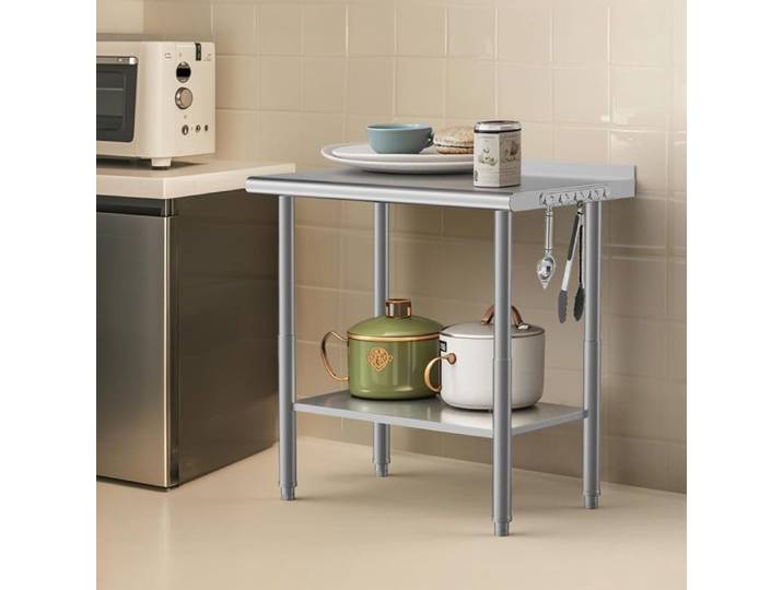 Table de travail de cuisine -avec dosseret - PLAN DE TRAVAIL-90X30X88CM- Inox