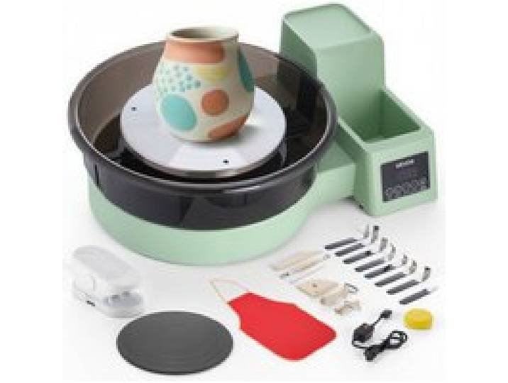 VEVOR Tour de Potier avec 2 Plateaux Tournants 28 et 36 cm, Roue de Poterie Électrique 450 W, pour Loisirs Créatifs en Argile Artisanat, Vitesse Réglable 30-300 tr/min, avec Pédale et Bac Amovible