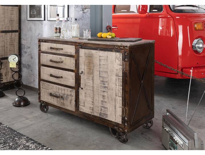 Sideboard Mango 120x46x92 braun lackiert HEAVY INDUSTRY #225