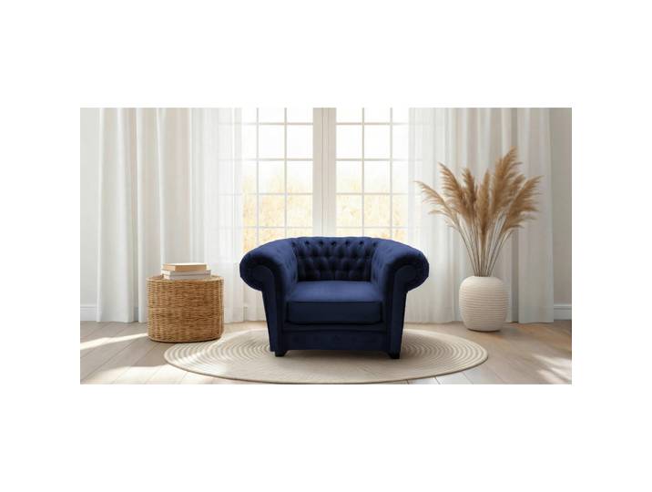 Mid.you Chesterfield-Sessel, Blau, Holz, teilmassiv, 91x72x92 cm, Stoffauswahl, Wohnzimmer, Sessel, Chesterfield-Sessel