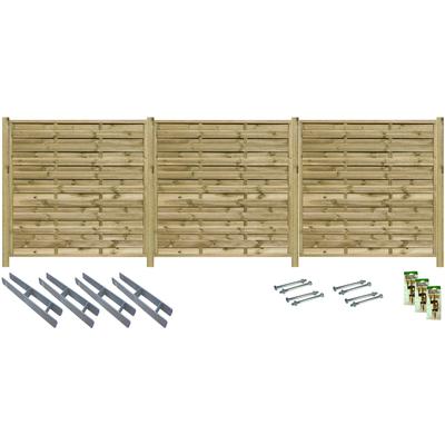 Sichtschutzelement TETZNER & JENTZSCH "EDMONTON 1", beige (natur), H:180cm, Massivholz, Stahl, Zaunelemente, kesseldruckimprägniert