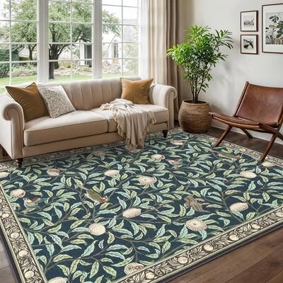 Garvee Bird Fruit Print Area Rug