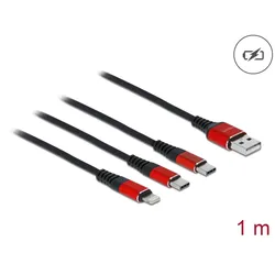 DELOCK USB Ladekabel 3 in 1 Typ-A > Lightning/2x USB Typ-C