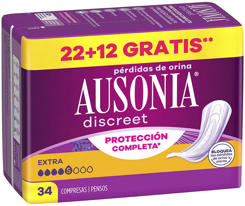 Pensos higiênicos extras para incontinência Ausonia Discreet 34 unidades