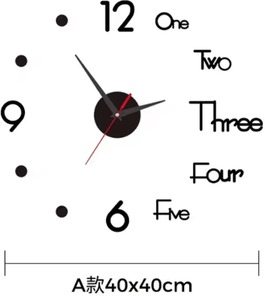 Inspire Curations Large 3D DIY Frameless Wall Clock Modern Silent Acrylic Wall Sticker Clock d black