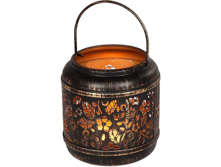 Kerzenlaterne AMBIENTE HAUS Laterne aus Metall - (H) 20cm , gold (schwarz, goldfarben), B:13cm H:13cm T:13cm, Eisen, Kerzenhalter, Kerzenlaterne