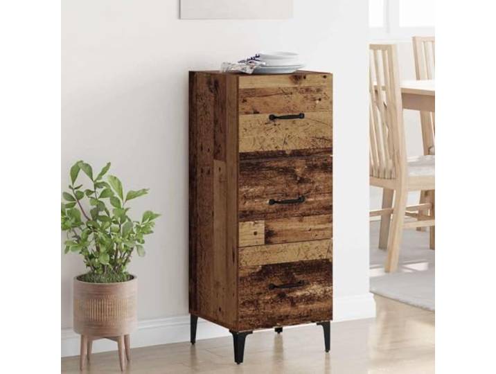RJPLMFV Anrichte aus Holz, antik, 34,5 x 34 x 90 cm, aus Holz Aufbewahrung für Wohnzimmer, D-Metallgriffe, breite Schubladen, pflegeleicht