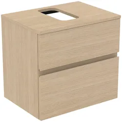 Ideal Standard Waschtischunterschrank Finesse, Eiche weiß, 602x440x558 mm, 2 Schubladen mit Softclose-Mechanismus