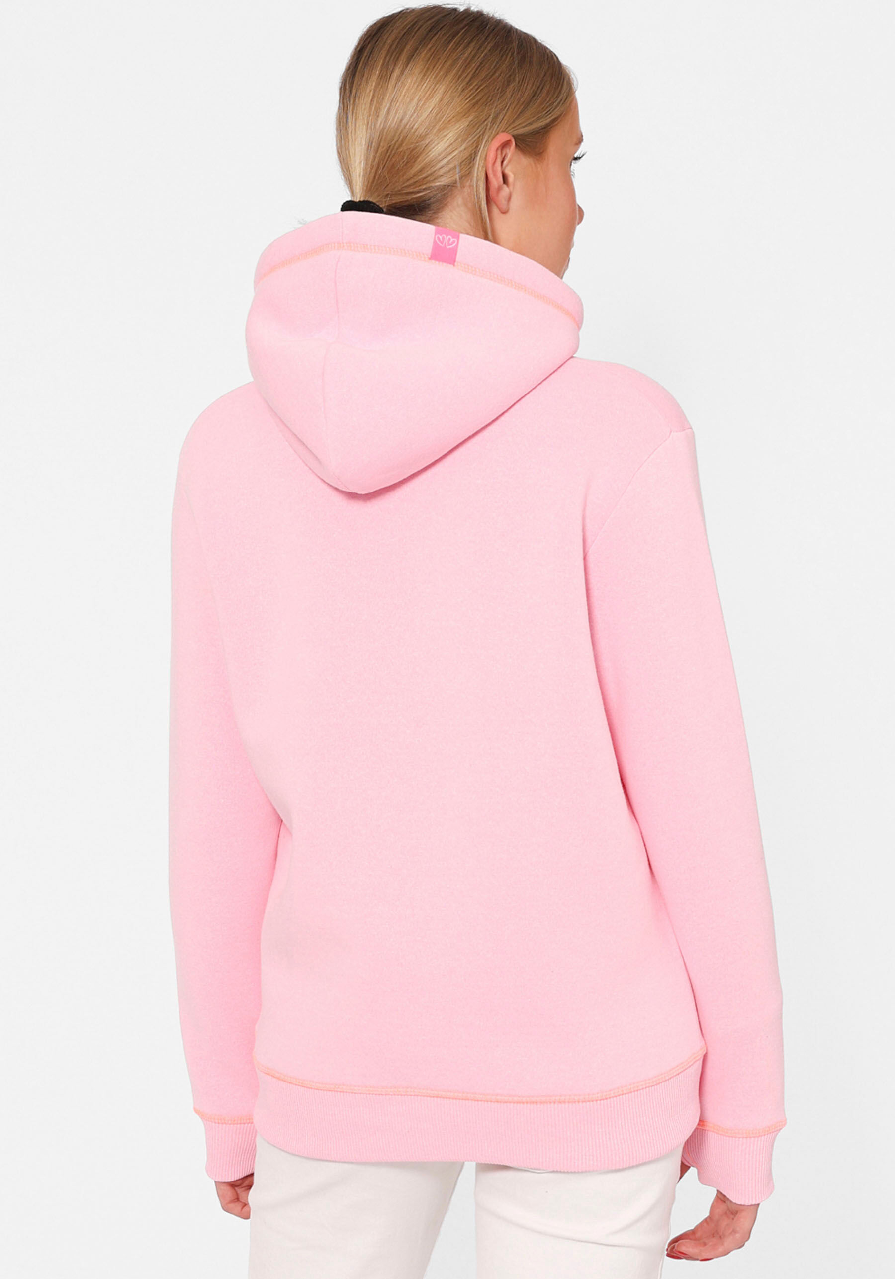 Hoodie ZWILLINGSHERZ "Cat Mom", Damen, Gr. XXL, rosa, Sweatware, Obermaterial: 50% Baumwolle, 50% Polyester, regular fit normal, V-Ausschnitt, angesetztes Bündchen mit Daumenlöchern, Sweatshirts Hoodie, mit aufgesticktem Katzenmotiv und Kontrastnähten ros