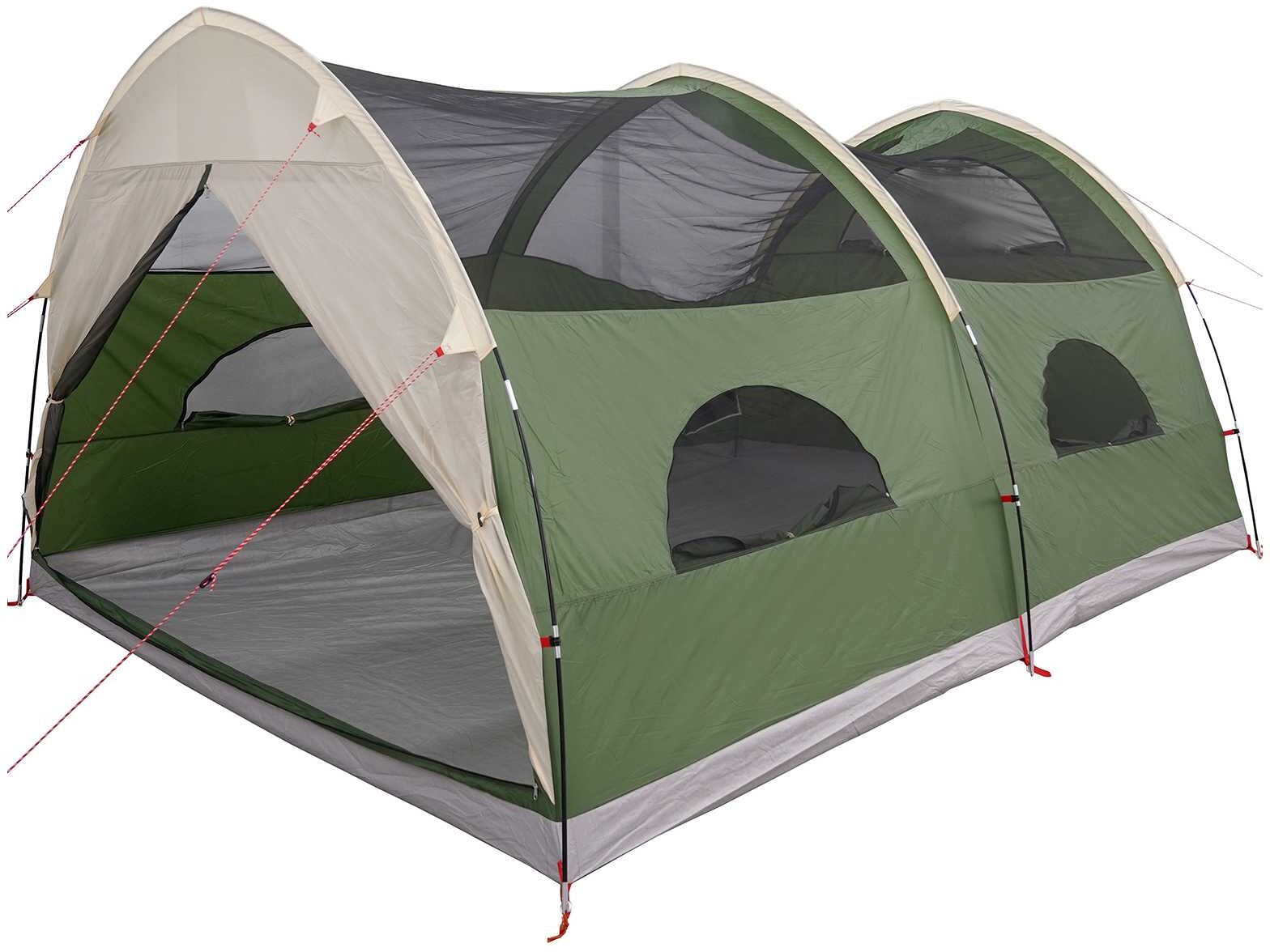 vidaXL Tunnel Tent with Rainfly Water-Resistant 10 personne Vert