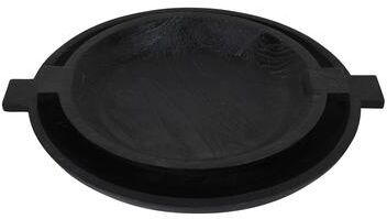 BIDK Home Sandblasted Black Wooden Bowl Set of 2