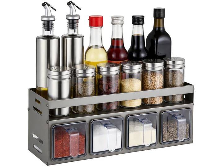 Étagère À Épices Avec 4 Boîtes À Épices Pour Cuisine Armoire[BI352]
